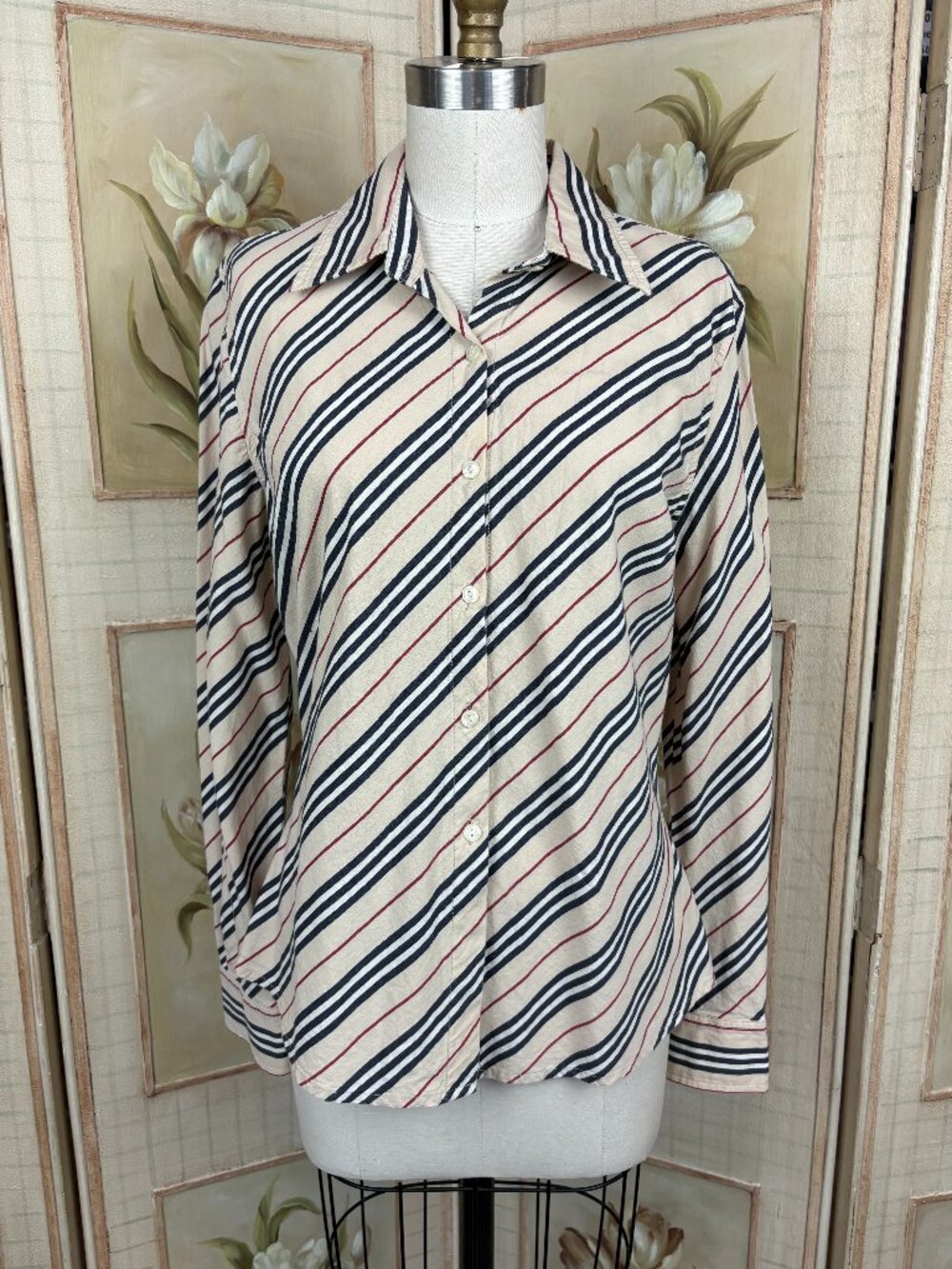 Burberry Button-Up Striped Blouse